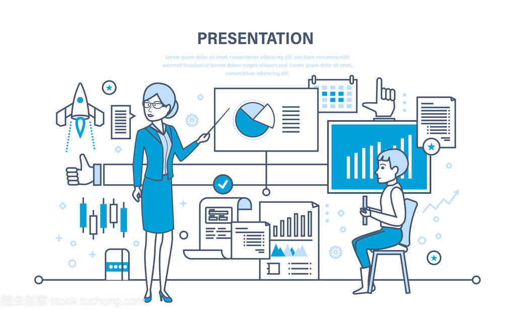 演講者做演示文稿和關(guān)于市場、 銷售、 電子商務(wù)專業(yè)培訓(xùn)